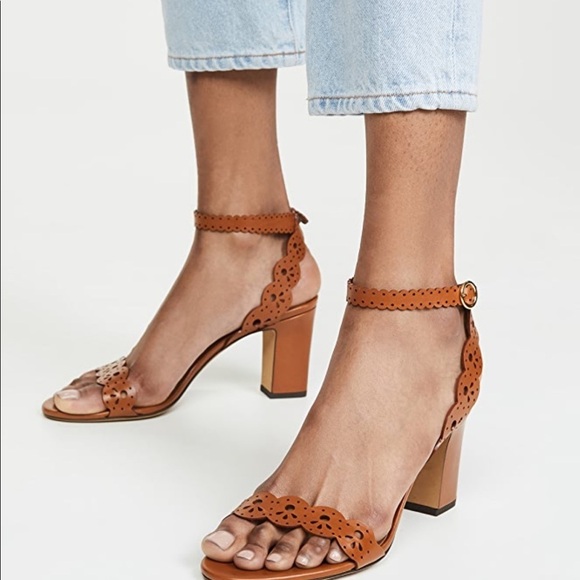 Tabitha Simmons | Bobbin Laser Cut Leather Sandals - Picture 2 of 15